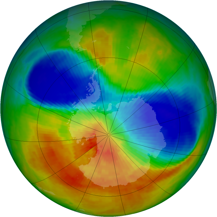 Antarctic ozone map for 25 September 2002